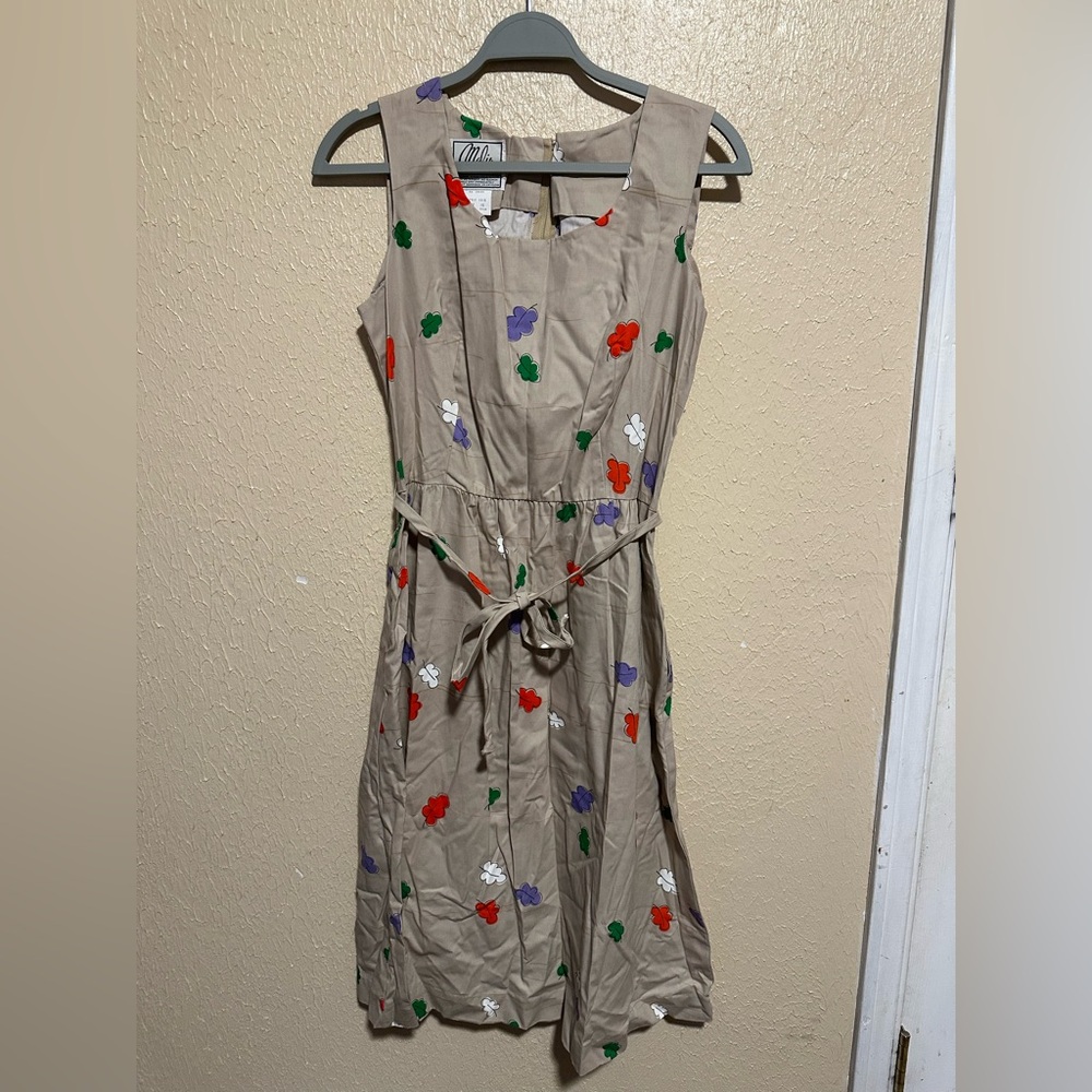Vintage Malia Dress Fall Autumn Size 16 Belt Pockets Cotton Sleeveless